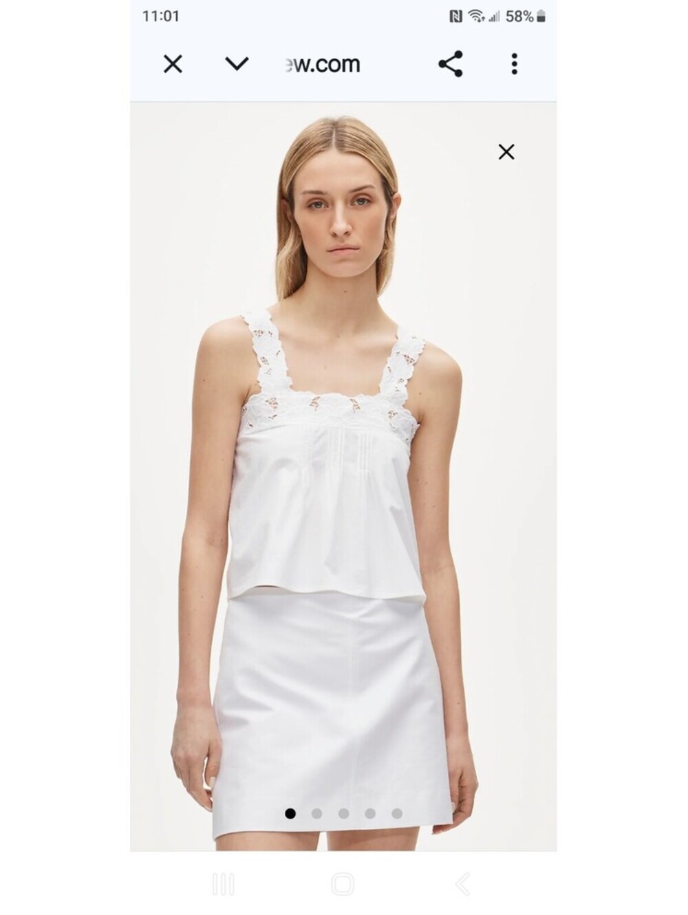 J.Crew Lace-Trim Tank Top Compact Poplin White Size M NWT $98